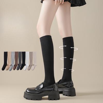 Pressure Slimming Leg Calf Socks for Women, Spring and Autumn, Long Thigh-high Black Mid-calf Socks