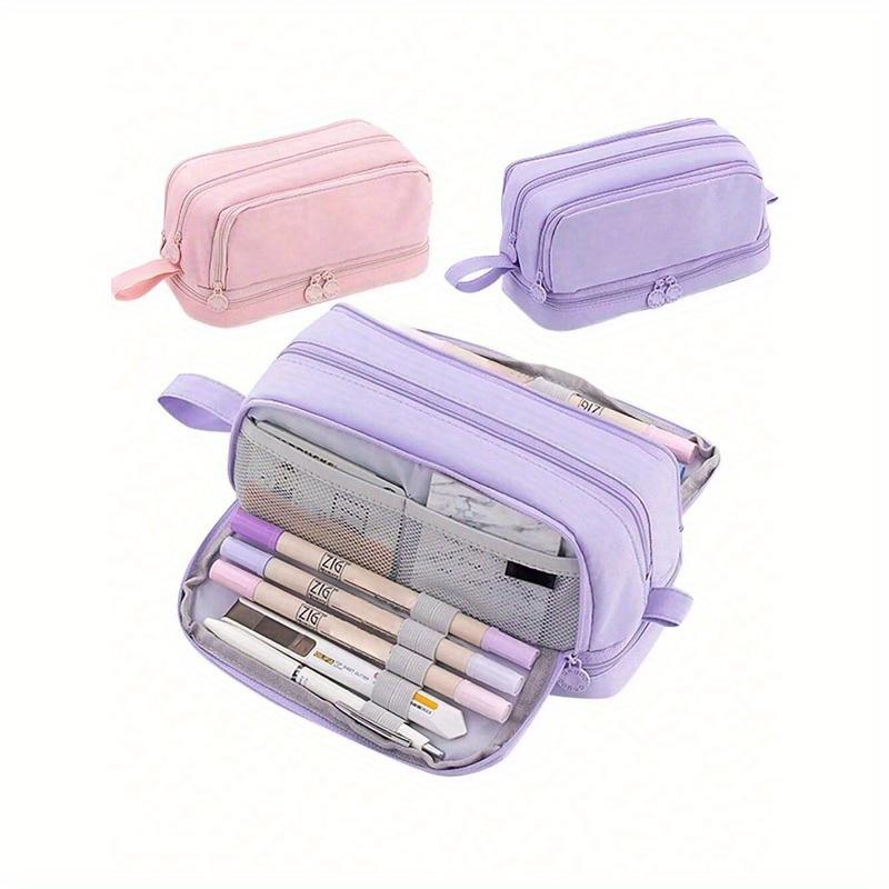 1pc Large Pencil Case, High Capacity Holder Box Storage Bag, Large Capacity Multi-Layer Pen Bag, Desk Organizer Marker Pouch Pen