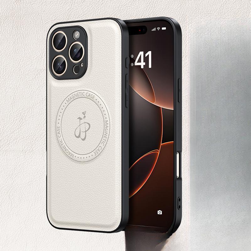 High-End Magnetische Ständer-Handyhülle mit Ledertextur, Apple 16PROMAXiPhone15 Schutzhülle 11