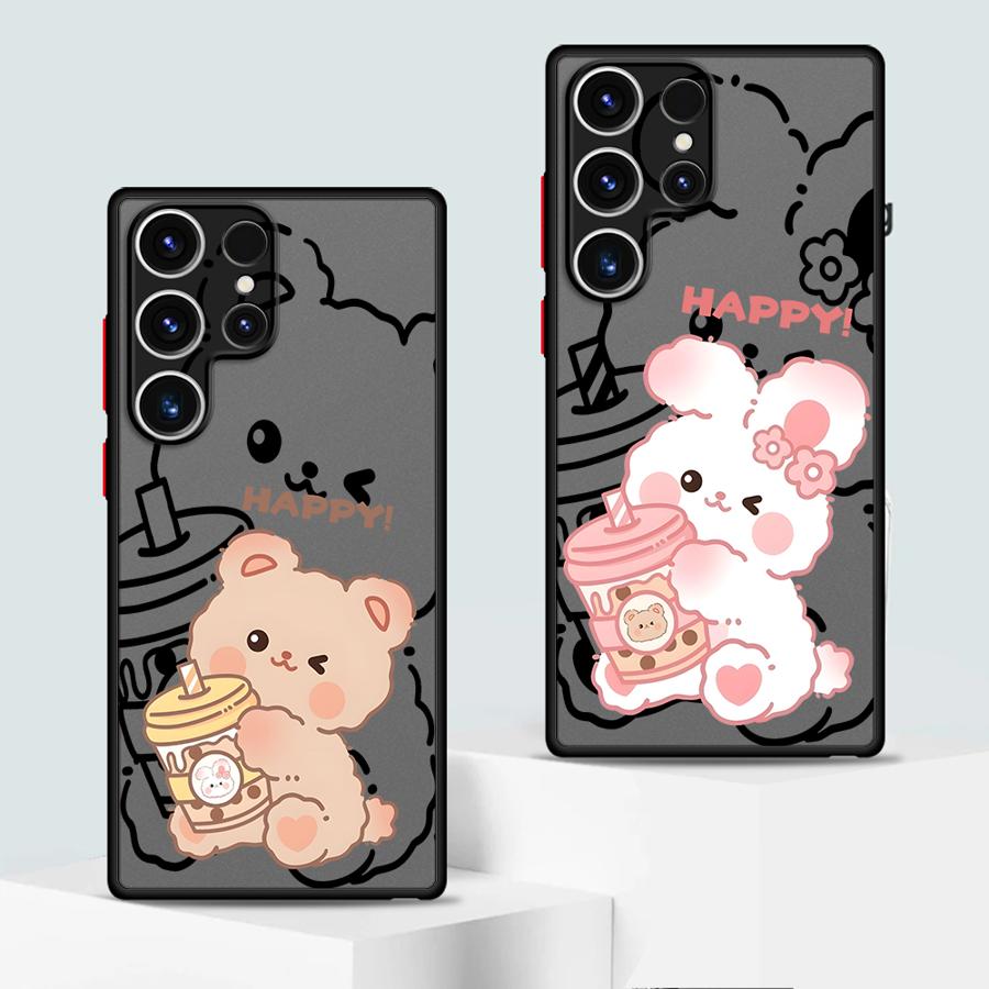 Case for Samsung Galaxy S26 S21 S24 Plus S23 FE S25 Ultra S20 FE Note 20 Ultra 10+ S22 Funda Back Phone Cover Cartoon Rabbit