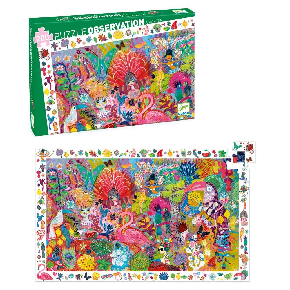 

DJECO Наблюдение Рио Пазл Образовательная картинка Монтессори Возраст Поступление в школу Начальная школа Летние каникулы Пазл, Карнавал, Пазл из 200 деталей,