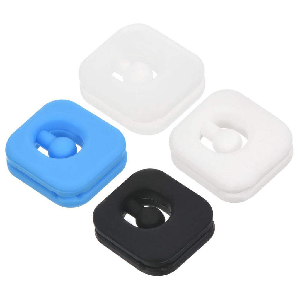 PATIKIL Tennis Vibration Damper 4 Pieces Square Silicone Shock Absorber Racket String Damping for Tennis Racket Black White Clear Blue