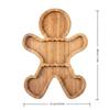 Wood Christmas Storage Tray Divided Compartments Gingerbread-Shaped Design Divided Tray Xmas Gloves Non-Food Contact Surface