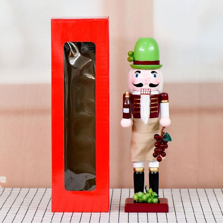 Sammelbarer 36CM Schnitznussknacker Figur mit Wein und Traube Weihnachts-Tischschmuck Holz Wohnakzent Geschenk
