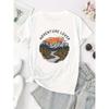 European sizes Women's Short-Sleeve T-Shirt with Mountain Terrain Print - Casual Round Neck Summer Top Suitable for, Travel & Casual Attire