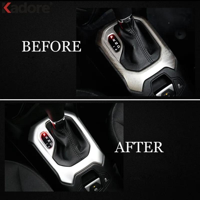 Car Interior Accessories For Jeep Renegade 2014 2015 2016 2017 2018  Matte Center Console Gear Shift Box Panel Cover Trim