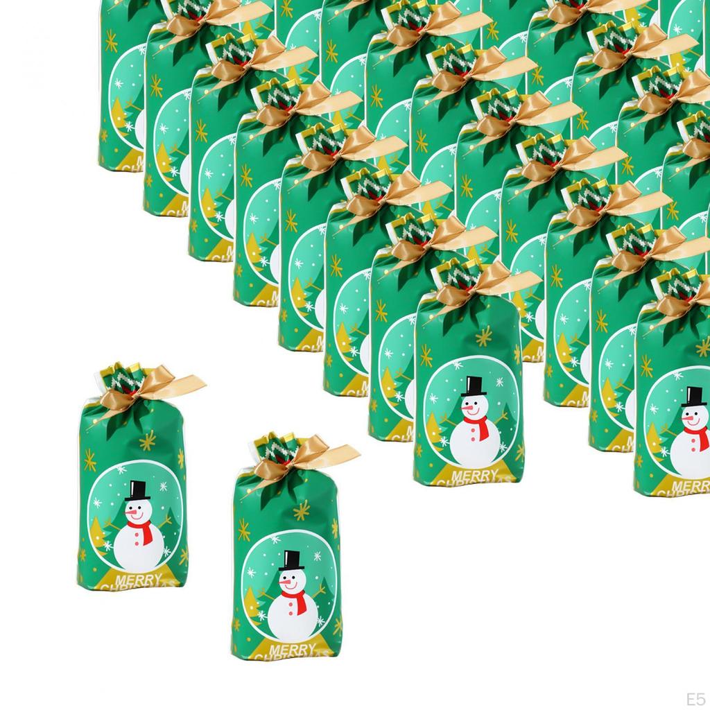 50 Pieces Gift Bags Candy Christmas Present for Gifts with Ribbon Xmas Holiday Cookie