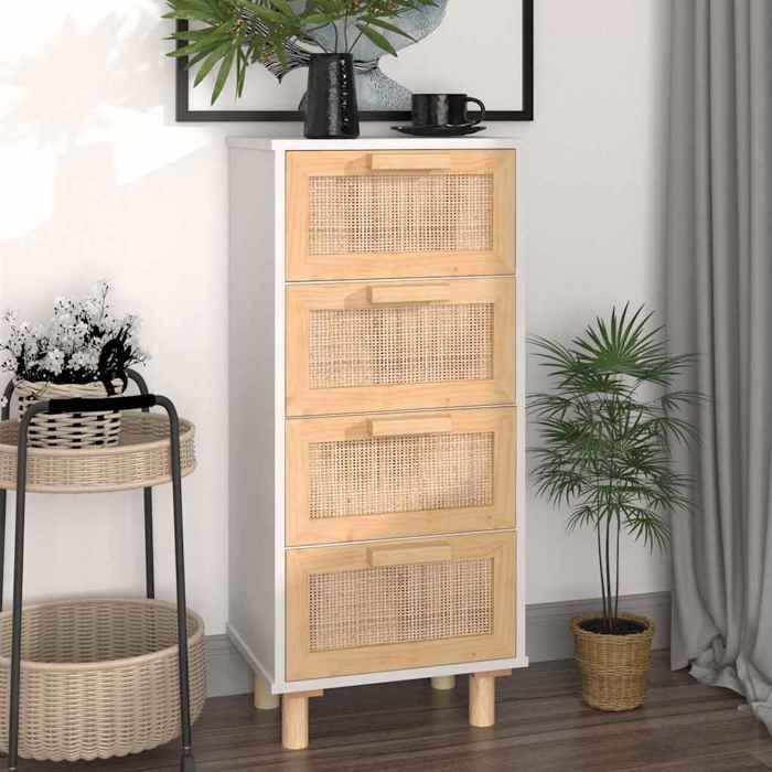 VidaXL Buffet Storage Cabinet Home Organizer Living Room Furniture Interior White 40x30x90 Cm Pine Wood 345642
