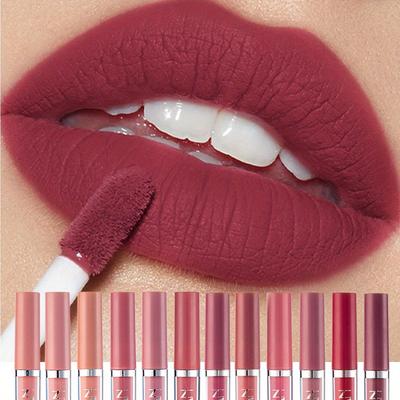 Samtiger Lippenstift in 12 Farben, matter flüssiger Lippenstift, wasserfester und lang anhaltender Lipgloss, nicht klebende, feuchtigkeitsspendende Formel, Lip Glaze, ideales Geschenk für Frauen