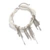 Fashionable Tassels Heart Pendant Necklace with Imitation Pearls and Metal Chain Modern Necklace Present for Women