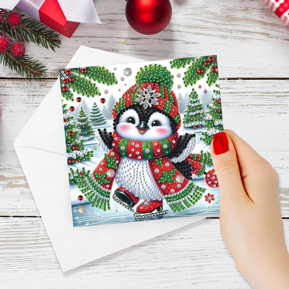 6Pcs Christmas Special Shape Christmas Book Rhinestone Painting Card Kit Diamond Painting Greeting Card for Holiday Party Favors