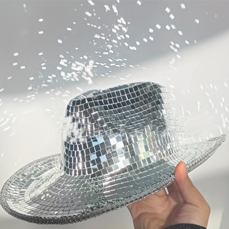 Retro Ball Cowboy Hat New Glitter Mirror Glass Disco Ball Hat Classic Glitter Ball Disco Fashion Ball Hat For Cowboy & Cowgirl