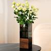 Elegant Nordic-Style Acrylic Vase with Wooden Base - Perfect for Living Room Decor & Floral Arrangements, Ideal Gift for