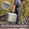 Fire Pit Handle Fire Pit Strap Portable Ergonomic Handle Cookware With Stainless Steel Hooks For Outdoor Indoor Table Grill