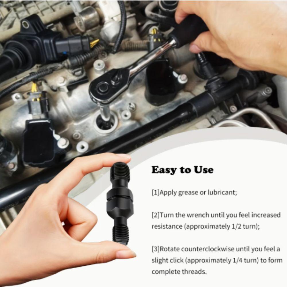 Carbon Steel Spark Plug Thread Chaser Tool Heavy Duty Thread Repair Tool Air Cylinder Repair