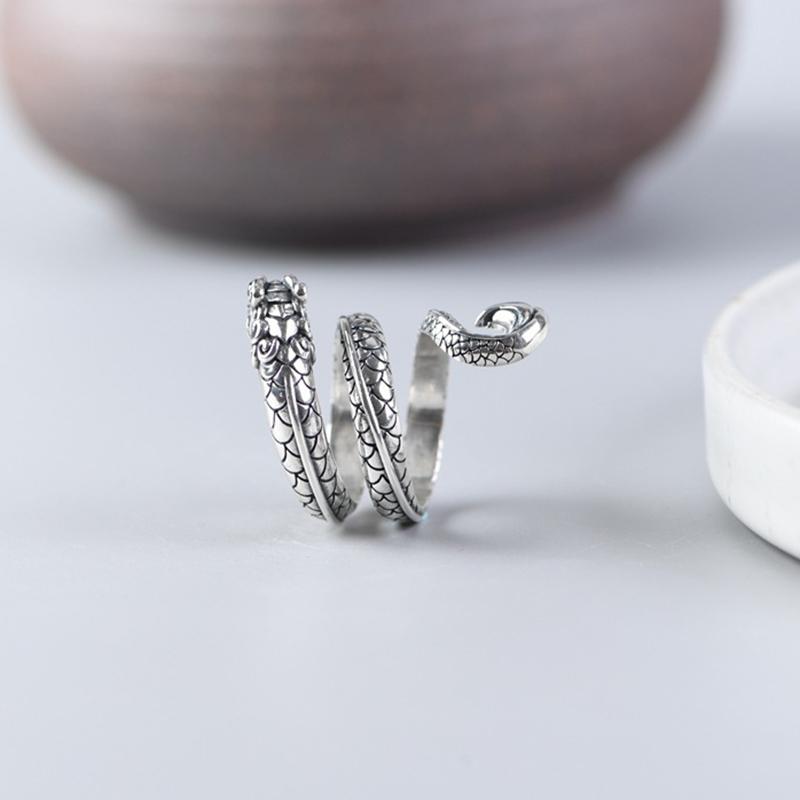 foxanry Geometrischer Drache-Ring für Damen und Herren, übertriebene Persönlichkeit, Hip-Hop-Party, Schmuck, Accessoires, Geschenke