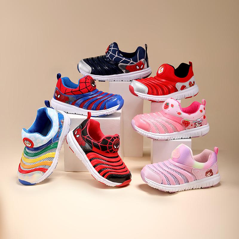 Mesh Caterpillar Boys Shoes 2025 New Baby Spider-man Children's Mesh Shoes Girls Breathable Soft-soled Trendy Shoes