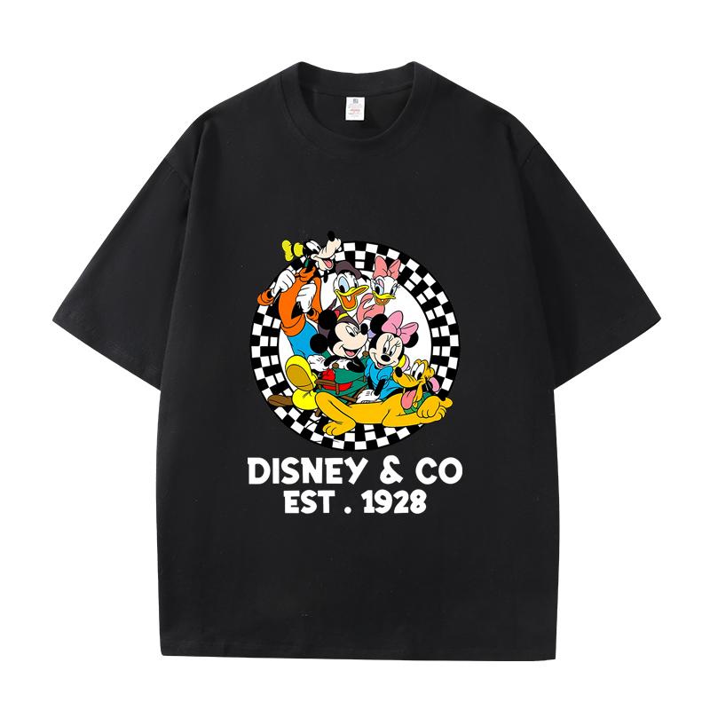 

D06-93 MINISO 2026 Summer High-quality Printed Pure Cotton Shoulder Style Men s and Women s Round Neck Short Sleeved Couple T-shirt S чёрный