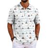 Men's Polo Shirt Short Sleeve Relaxed Fit Casual Top with Hawaiian Style Print and Lightweight Fabric for Daily Wear