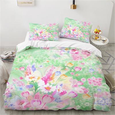 Blumenbettbezug-Set 3D-gedruckt Ultrafeine Faser Kissenbezug 2024 Neu Großhandel Elegant und Schlicht Bettwäscheset Und Weiches Set