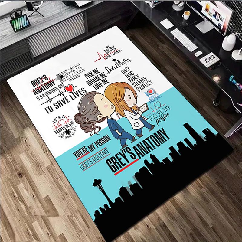 1Pc Grey's Anatomy Print Rug - Home Decoration Carpet For Living Room Bedroom Flooring Computer Chair Area Rug