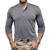 Men's Solid Color Casual Sports Round Neck Button Trendy Slim Fit Long Sleeve Top