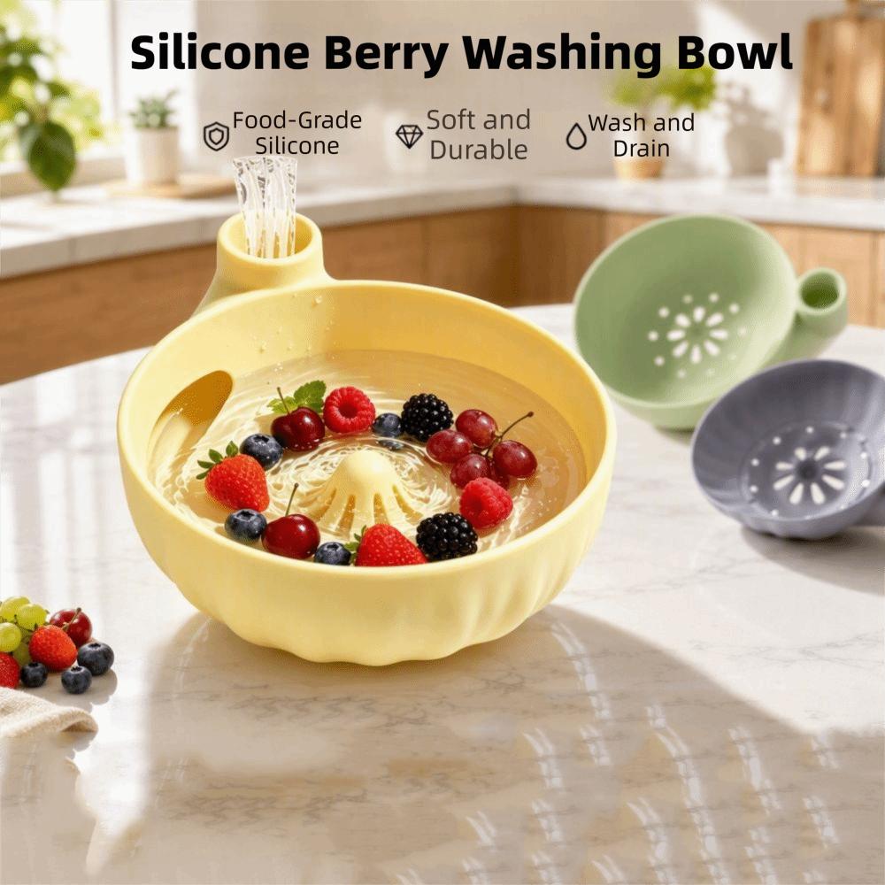 Silicone Swirling Fruit Washer Automatic Vortex Berry Rinse Basin Portable Fruit Strainer Kitchen