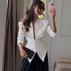 New Women's Slim Fit Asymmetric Blazer Jacket Long Sleeve Fashion Elegant Top