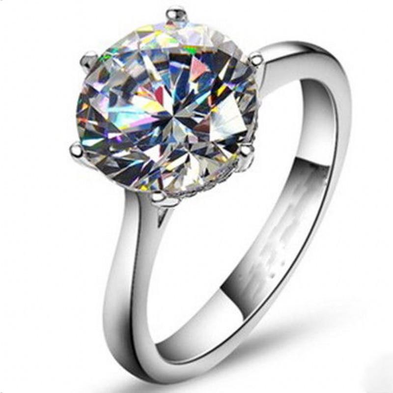 Solitärring 4 Karat Labordiamantring 925er Sterlingsilber Versprechens-, Verlobungs-, Eheringringe für Damen Herren Feiner Partieschmuck