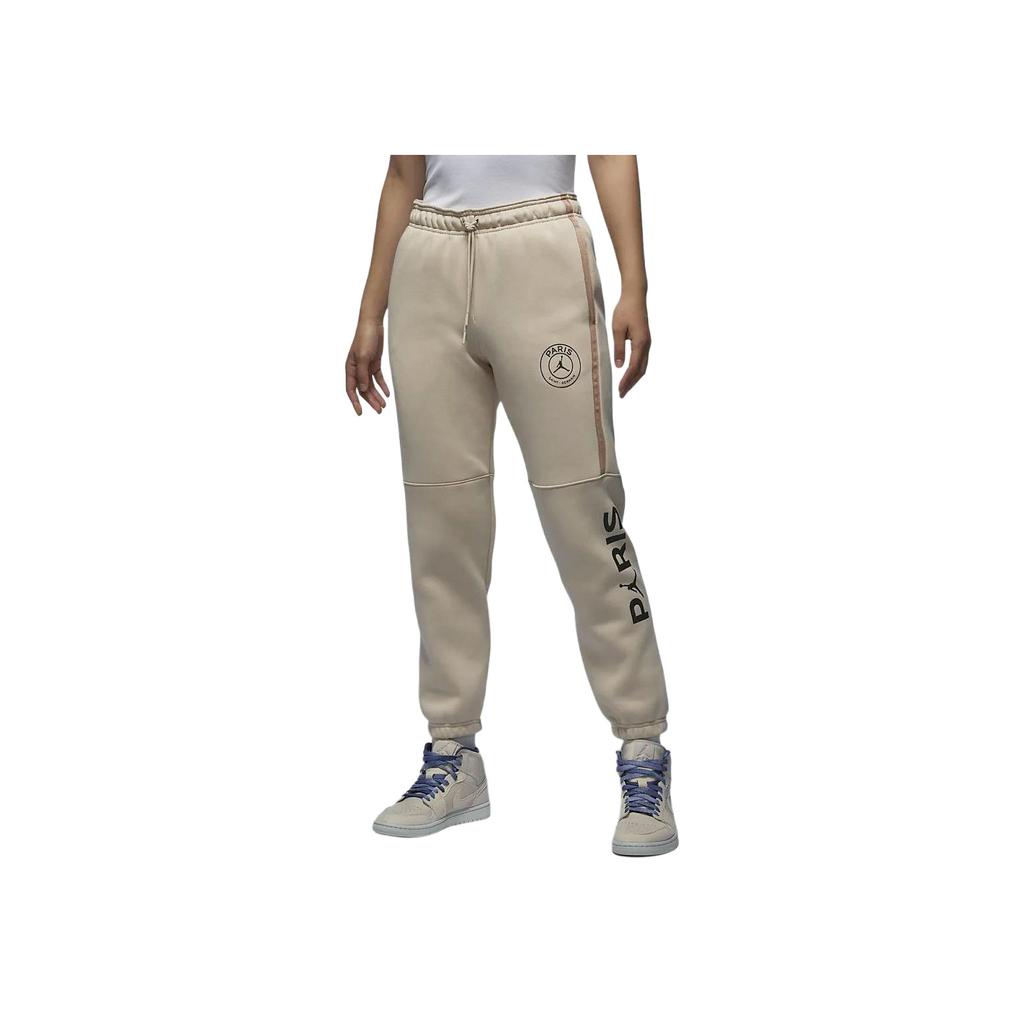 Jordan X PSG Brooklyn SS24 Paris Saint-Germain Alphabet Drawstring Casual Joggers With Fleece Lining Women Bottoms Khaki FN5179-126