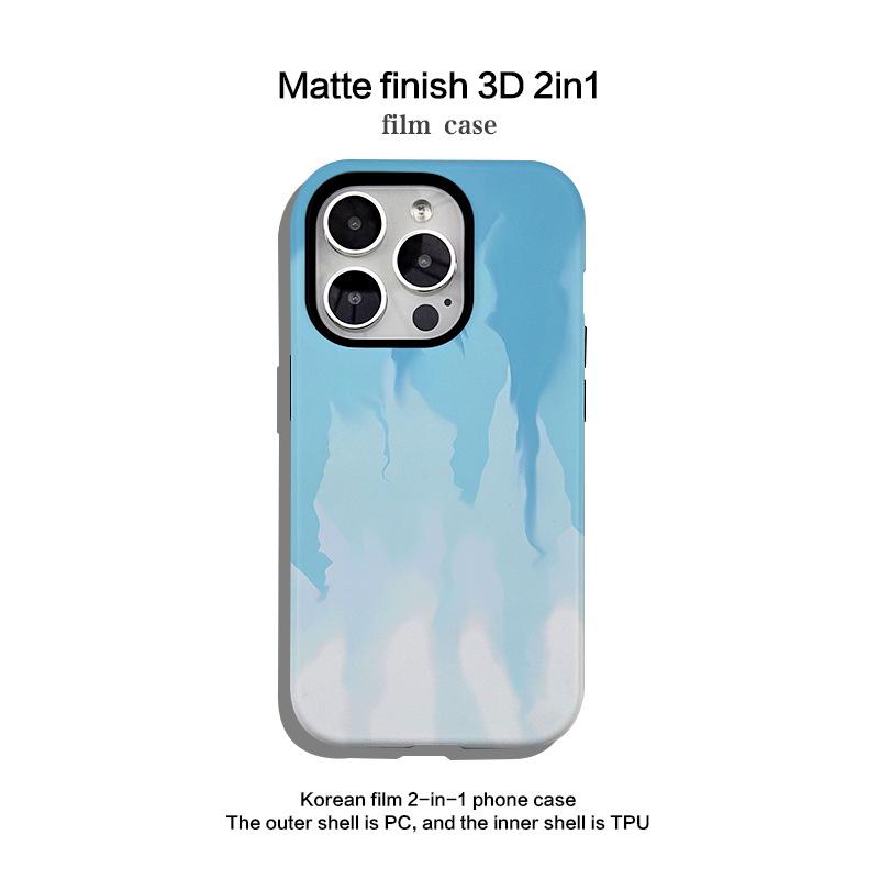 Gradient Flame Phone Case for Apple 14/15 Pro Max - Korean Two-in-One Set