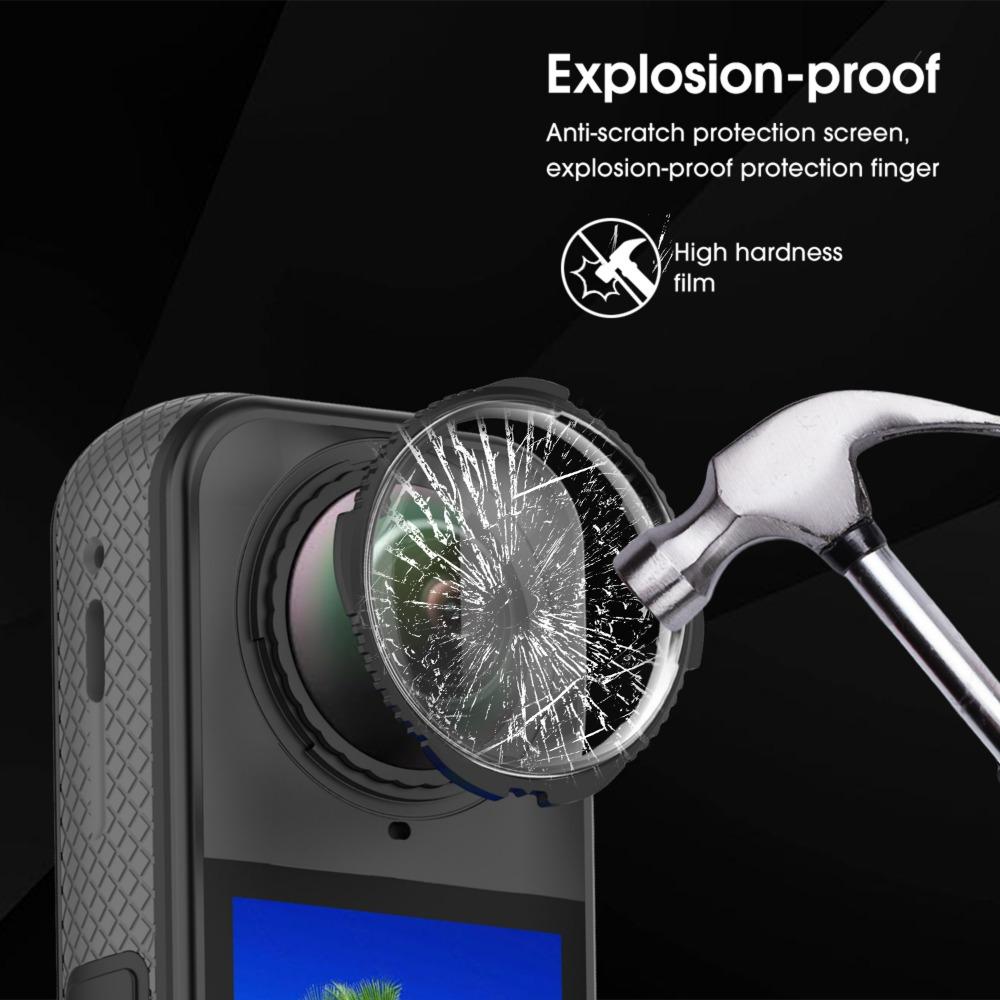 Premium 9H Tempered Glass Lens Guard Screen Protector for Insta360 X5 Plastic HD Camera Lens Protective Cover for Insta360 X5