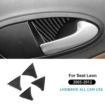 Real Soft Carbon Fiber For Seat Leon MK2 1P Altea 2005 2006 2007 2008 2009 2010 2011 2012 Car Inner Door Bowl Panel Sticker