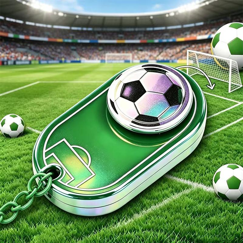 Football Themed Iridescent Plating Rotatable Fidget Slider Keychain Soccer Decompression Toy for Small Surprise Gift Use