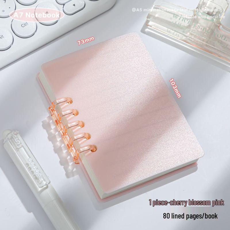 A7 Transparent Minimalist Loose-Leaf Spiral Pocket Notebook, Lined for Single Words