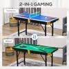 2-in-1 Billiard Table, Table Tennis Table, with Accessories, 140x63x80cm, Blue/Green