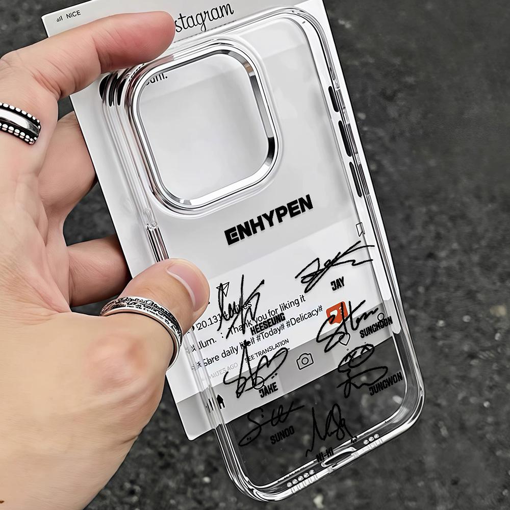 Kpop E-ENHYPENS Phone Case for Samsung Galaxy S25 S24 S23 S22 S21 S20 Note20 FE Ultra Edge Plus 4G 5G Transparent Soft Cover
