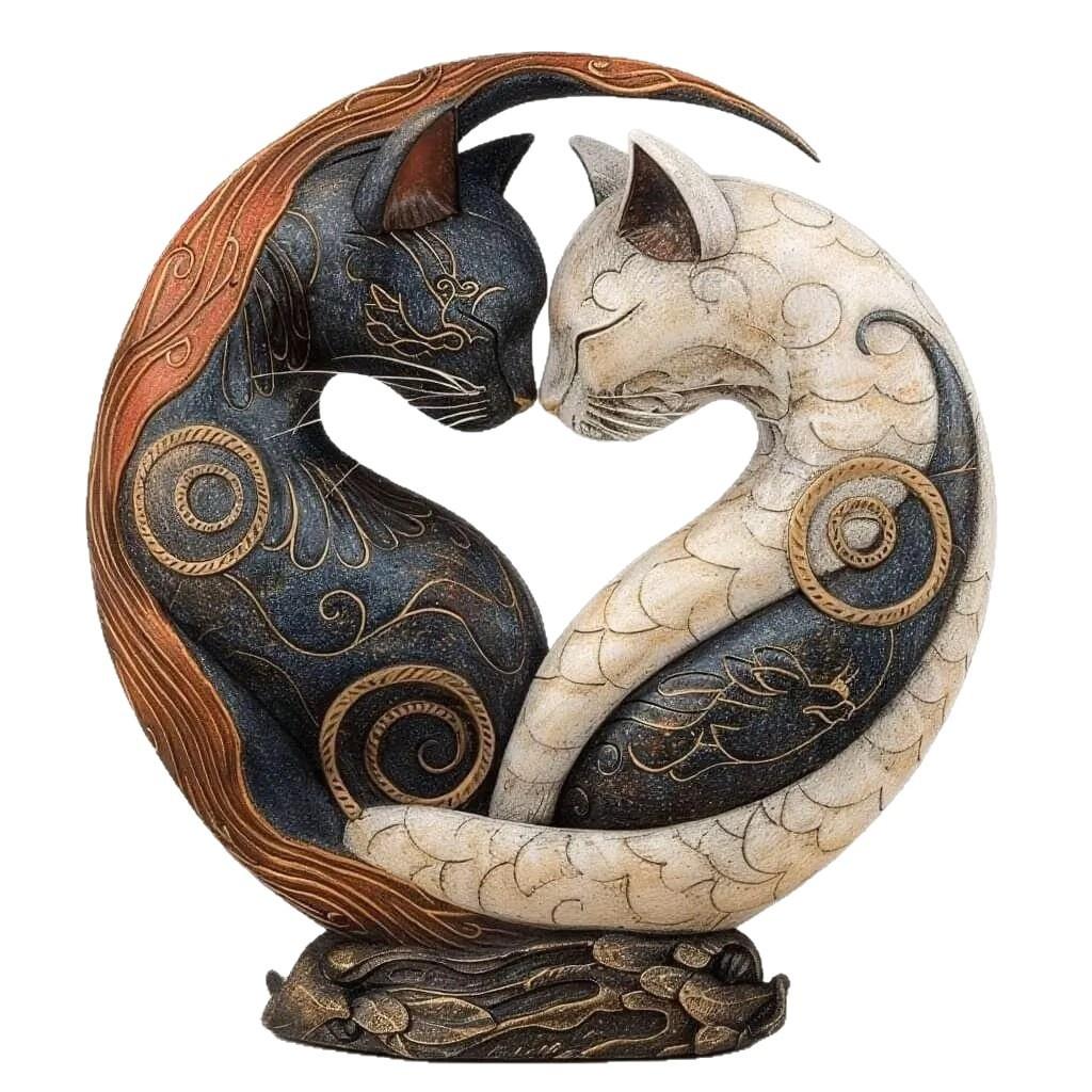 Melns un balts kaķis Yin Yang