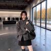 2026 Stylish Grey Korean Casual Coat & Skirt Set for Women