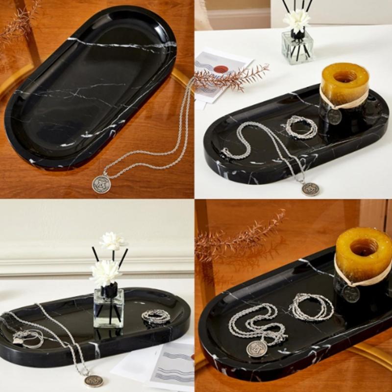 Modern Elliptical Vanity Tray Cosmetic Organizers Silicone Holder For Bathroom Accessories And Small Items