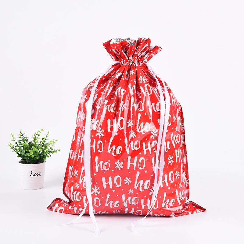 Portable Ribbon Drawstring Christmas Gift Bag Bundle Pocket Food Grade Aluminum Foil Candy Bag Christmas Jewelry Storage Bags