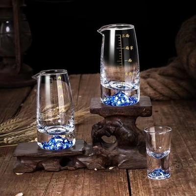 Ice Blue Mountain Wine Dispenser White Wine Cup Set Home High-end Chinese Luxury Small Handless Wine Cup Set A Cup.