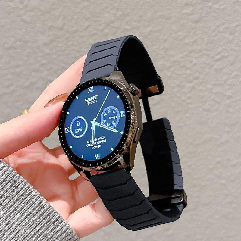 

20mm/22mm Universal Silicone Watch Strap Waterproof Adjustable Folding Magnetic Buckle Durable Band Compatible with Huawei/Samsung/Xiaomi/Honor Watch 22mm чёрный