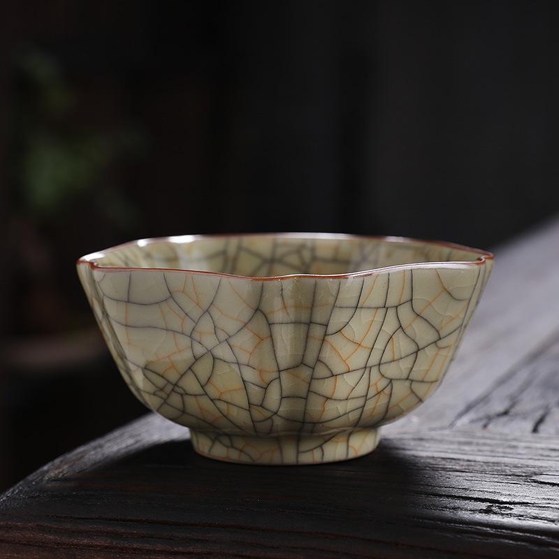 Мастерские изделия Керамика Цзинь Древний Шарм Чашка Селадон Древний Шарм Ручная работа Персональная Чашка Селадон с Золотой Нитью Железной Нитью Чашка 51-100ML абрикосовый