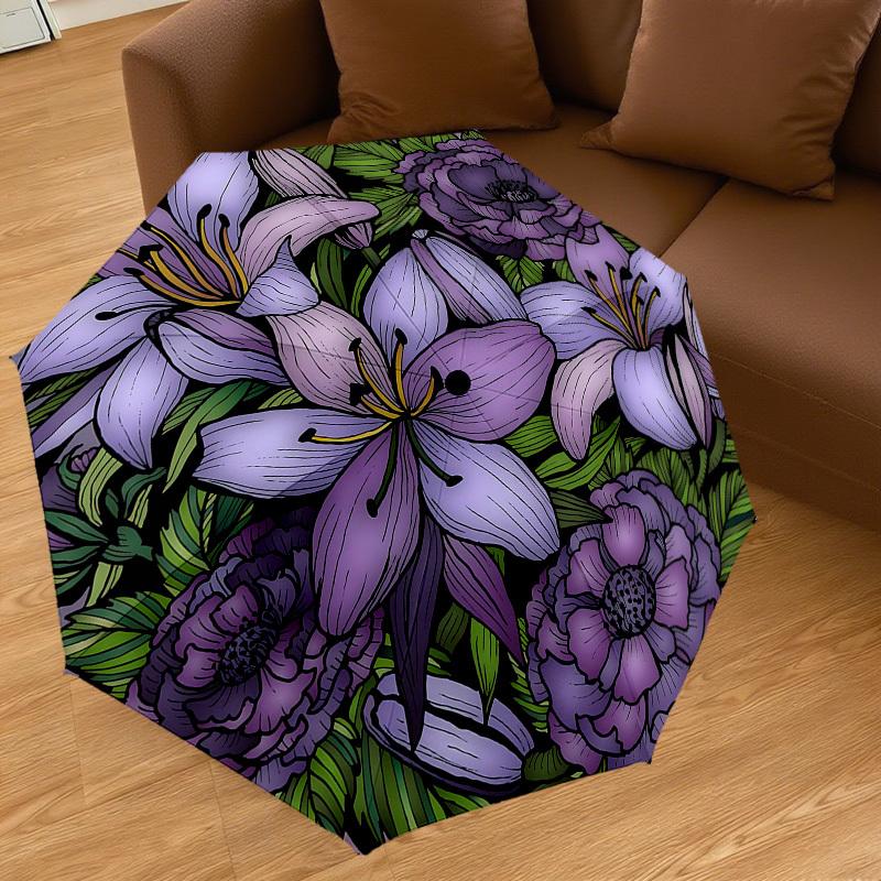 1PC flowers wreathAutomatic Open/Close Umbrella with Windproof, 8-Rib Sturdy Canopy, Durable Ribs, Fashionable Design, Outdoor Accessory, Fun Prin, Ho