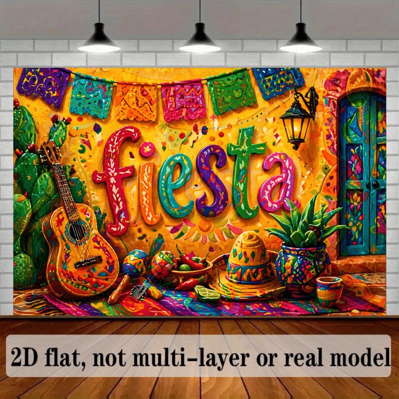2D Planar Banner Background for the Mexican Carnival Party Featuring a Festive Theme Made of Polyester Material