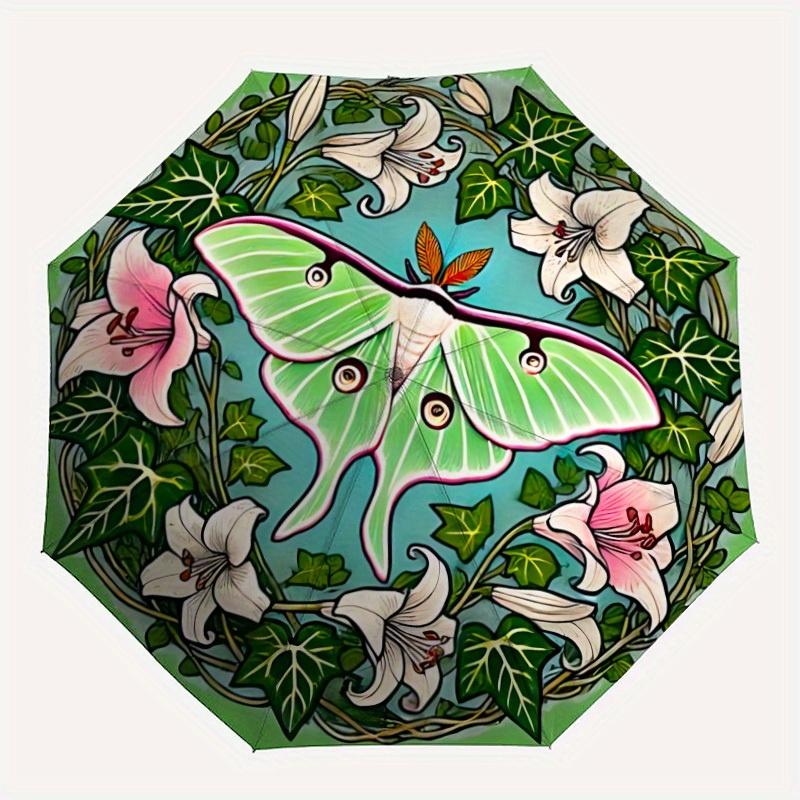 

1pc Luna Moth Automatic Open/close Folding Umbrella, Compact Portable Travel Umbrella, Perfect Birthday/Christmas, Cute Umbrella, Durable Co
