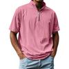 Men's Summer Solid Color Vintage Zipper Lapel Short Sleeve Shirt Tops