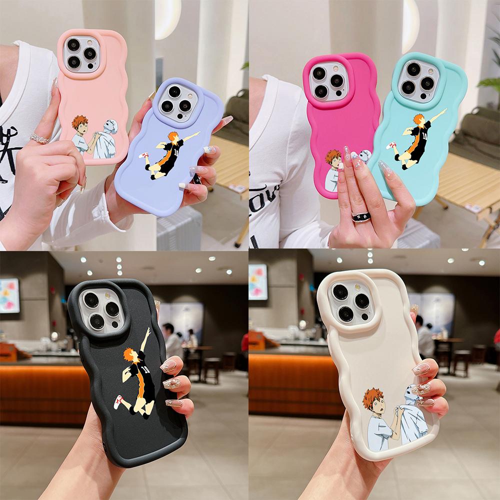 

Чехлы для телефонов N69 Anime Haikyuu X Reader art Macaron Wavy Edge для iPhone 16 Pro Max Samsung S24 S23 A35 A54 Xiaomi Redmi Note 13 Honor Shockproof Cover for iPhone 16 Plus