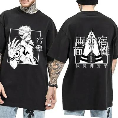 Sommer Japanisches Anime bedrucktes T-Shirt Mode Anime Grafiken Kurzarm 100% Baumwolle Herren lässiges lockeres bequemes T-Shirt Oberteil